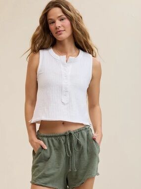 Aerie Shadow Stripe Henley Tank Top NWT